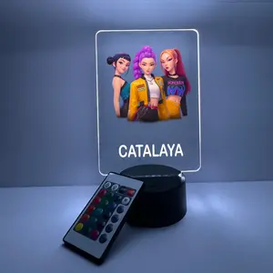 Demon Hunters LED Night Light Birthday Gifts For Toddlers, kids, Baby, Adult Teen Girls Christmas Present, Bedroom Decor, FREE Personalization, 16 Color Options light with remote included, Made in USA, Rumi, Zoey, Mira,Take Down, Golden,Derpy,Sisters