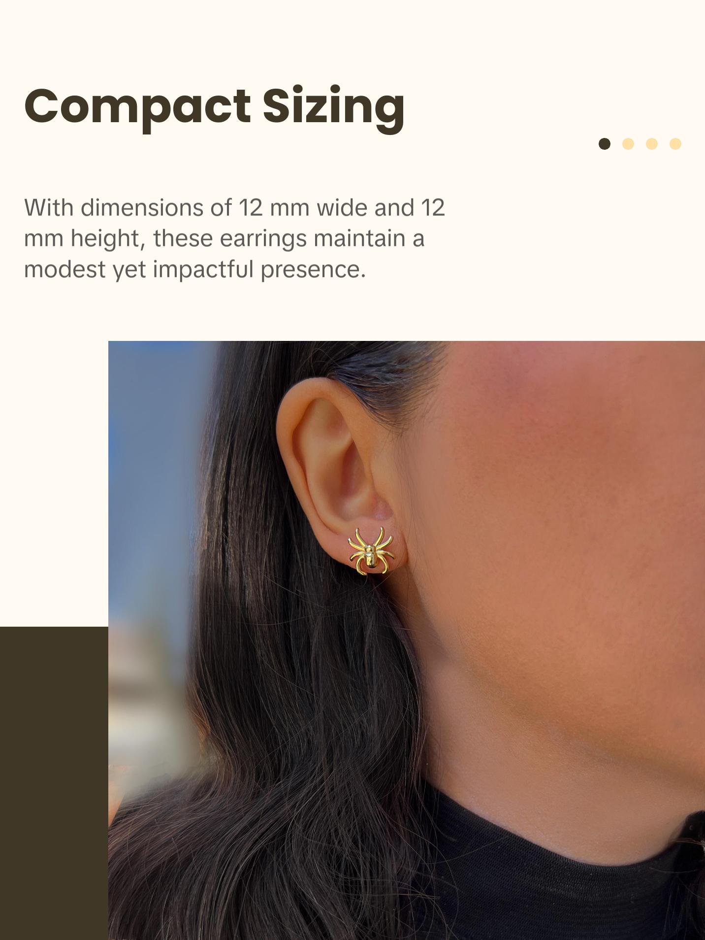 SONIA HOU Spider Halloween Stud Earrings - 18K Gold Over Sterling Silver | S925 Chic Trendy Exquisite Fashion Design Plated Stackable Accessory