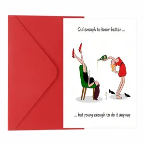 1-Pack Humorous Birthday Card | "Old Enough to Know Better..." Sassy Art | Playful Party Illustration | Bold Typography + Matching Red Envelope | Durable Cardstock | Perfect for Fun-Loving Friends | Funny Dad Card