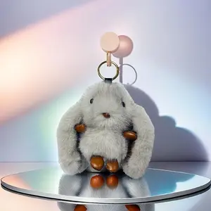 NewPlush rabbit keychain, Youngsters's plush toy pendant, pink, white, gray pendant suitable for decorating bags, backpacks, luggage accessories, and car accessories.a birthday present