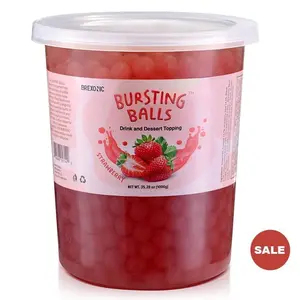 SYRUVIA Boba Pearls Popping Bursting Boba, Tapioca Pearls For Bubble Tea (Strawberry , 2 LB 1 Pack) Sweet Beverage