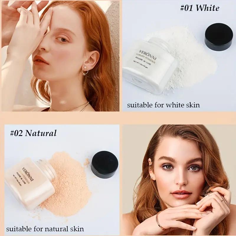 2 pcs Long-Lasting Oil-Control Loose Powder - Natural Bronze, Translucent LoosePowder, Oil-Free Matte Setting Powder Long-Lasting Light Setting Powder WithFoundation Brush, to Create A Perfect Base Makeup, halloween makeup for women
