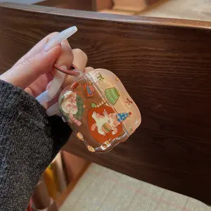 Cute Cartoon Cat Lamp Fashion Earphone Box with Keychain, Fits AirPods 4/3 Pro/pro2/2/1, Durable and Secure Closure