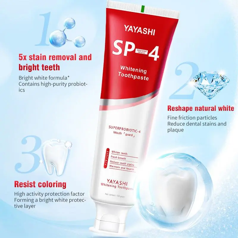 YAYASHI SP-4 Probiotic Whitening Toothpaste 2 Pcs - Brightening & Stain Removing for Fresh Breath - Natural Ingredients for Coffee Drinkers - Oral Health Care