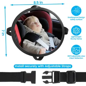 Baby Car Mirror for Rear Facing Infant - Shatterproof Acrylic, 360° Rotation, Clear Wide View, Easy Install, Secure & Steady,