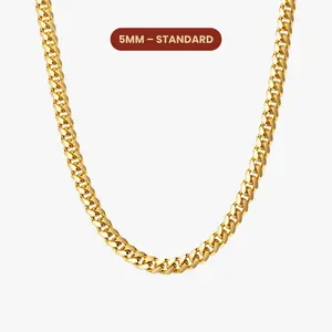 JAXXON Cuban Link Chain 5mm - Gold - Waterproof - Box Clasp