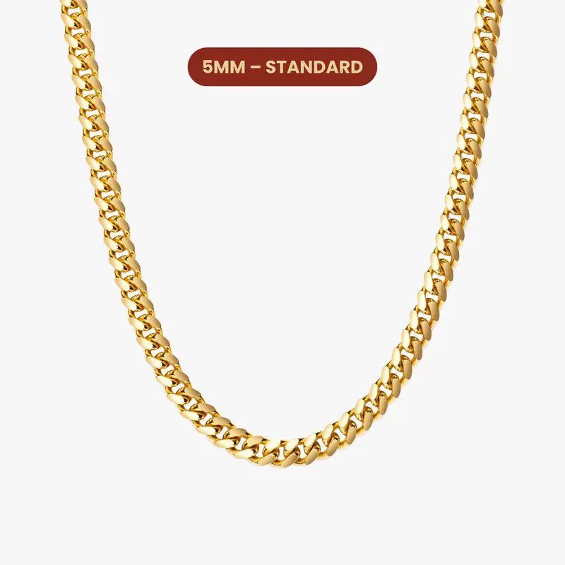 JAXXON Cuban Link Chain 5mm - Gold - Waterproof - Box Clasp
