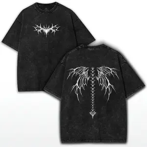 Y2K Gothic Angel Wing T-Shirt: Washed Vintage Grunge Top