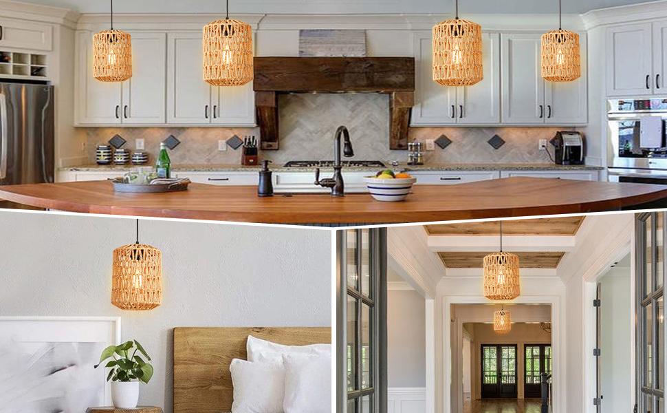 Plug in Pendant Light, Rattan Hanging Lights with Plug in Cord 15ft Dimmable Cord, Hand Woven Wicker Lampshade Hanging Lamp, Boho Plug in Hanging Ceiling Light Fixture for Farmhou Bedroom Plug in Pendant Light, Rattan Hanging Lights with Plug in Cord 15ft Dimmable Cord, Hand Woven Wicker Lampshade Hanging Lamp, Boho Plug in Hanging Ceiling Light Fixture for Farmhou Bedroom