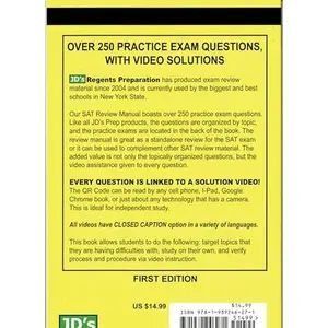 SAT Mathematics Review Manual. JD's Regents Preparation presents SAT Exam Math Review for high school Students preparing for college entrance. This study guide like all of JD's Prep study material has video solutions linked via QR codes.… (Unknown) - Used