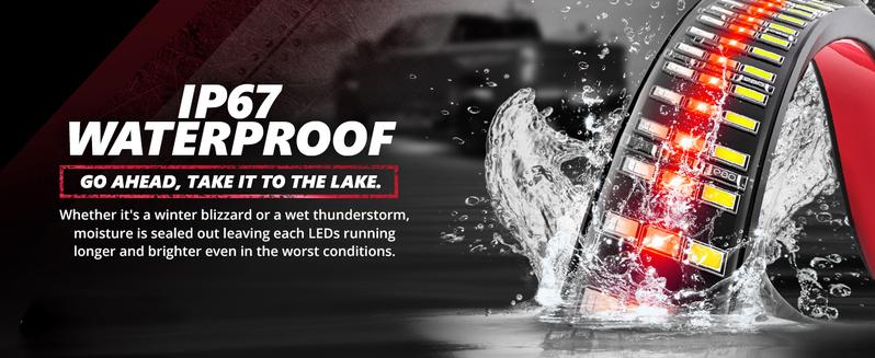 DIBMS 60 Inch Triple Row LED Tailgate Light Bar, Waterproof, 12V DC, Full Function Brake, Reverse, Amber Turn Signal, Universal Fit for Pickup, Trailer, SUV, RV, Van,Triple Row LED Work Light Strips, Triple Row Universal LED Tailgate Light Bar