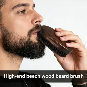 Professional Men's Beard Brush Beech Wood Bristles Nylon for Mustache Goatee Sideburns Reduces Frizz Static  Grooming Gift for Him