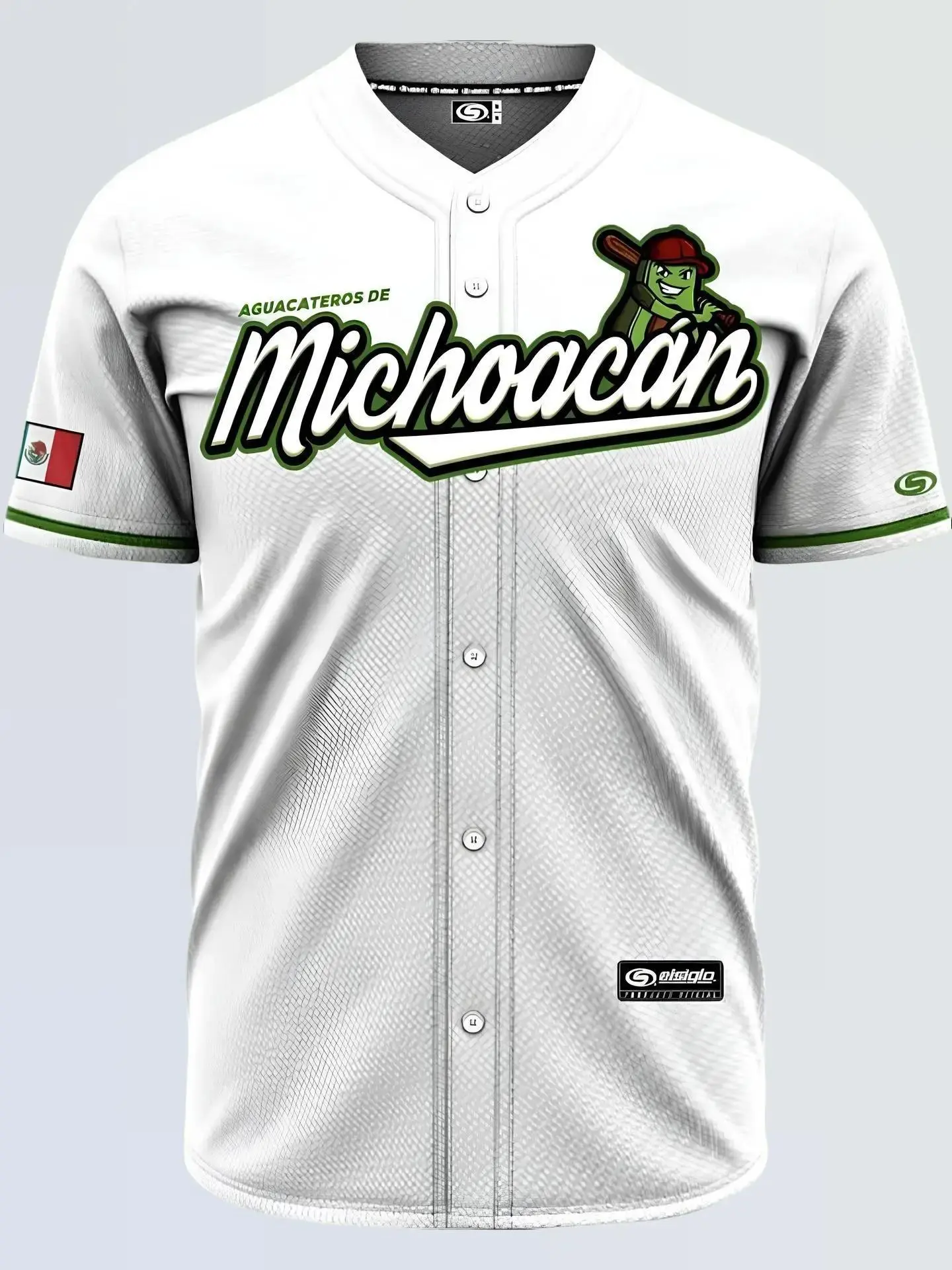 Michoacán Jersey (2.0 WHITE) - Camouflage Momias De Guanajuato Blue Fitted Jersey, Unisex, Machine Washable, Breathable Design, Striking "MEXICO" Print