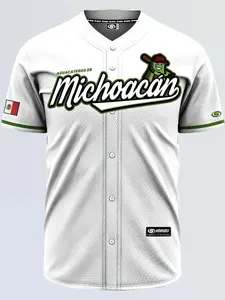 Michoacán Jersey (2.0 WHITE) - Camouflage Momias De Guanajuato Blue Fitted Jersey, Unisex, Machine Washable, Breathable Design, Striking "MEXICO" Print