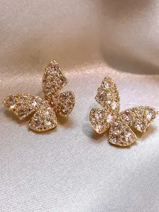 Butterfly Design Stud Earrings, High Quality Earrings, Fashionable Rhinestone Decorated Earrings for Women, Trendy All-match & Exquisite Jewelry for Birthday Gift