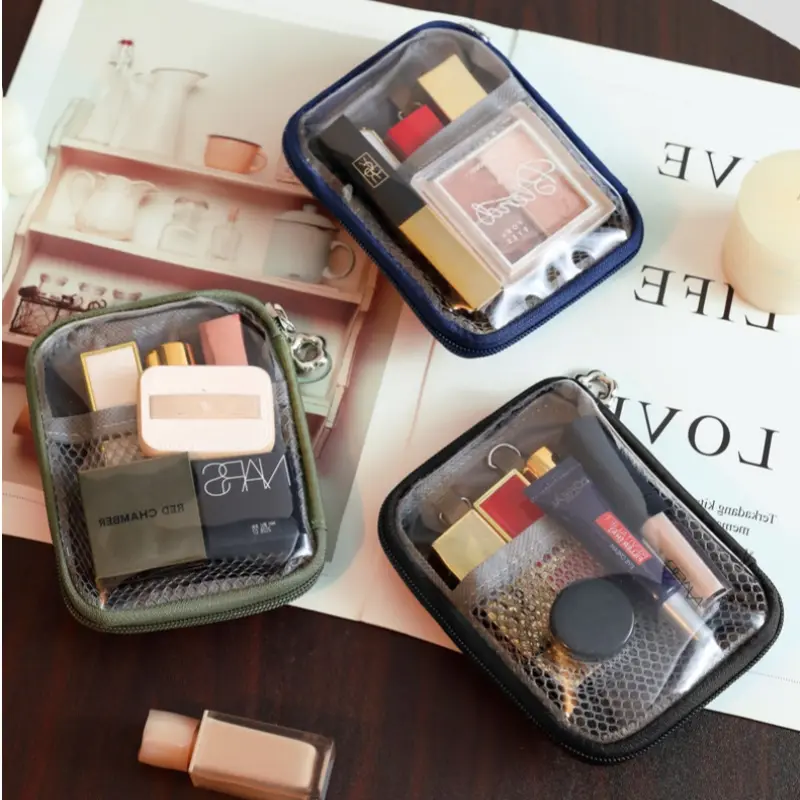 Mini Makeup Bag with Dividers, Portable Cosmetic Wash Bag Storage Case for Lipsticks & Daily Essentials, Perfect for Airplane Trips & Everyday Use, Compact Travel Accessories-MM1