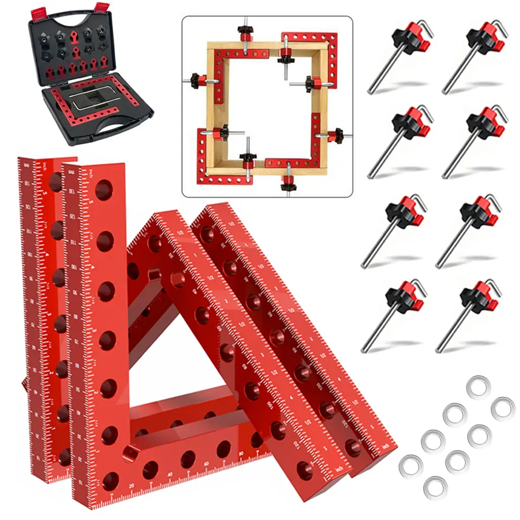 Heavy Duty Right Angle Clamp Kit 4 or 8 Piece Solid Aluminum 90 Degree Positioning Squares Woodworking Corner Jig for Cabinets Drawers