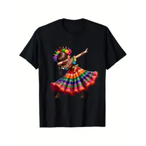 Summer t Shirts Cinco De Mayo Funny Mexican Dabbing Woman Cinco De Mayo T-Shirt100% Cotton Round Neck T-shirt Halloween Thanksgiving Christmas Gift for Men Women Family Friends, Valentines Day Gifts for Boyfriend Girlfriend