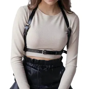 Punk Black Leather Body Harness Belt for Women Gothic Adjustable Waist Belts Fashion Accessories