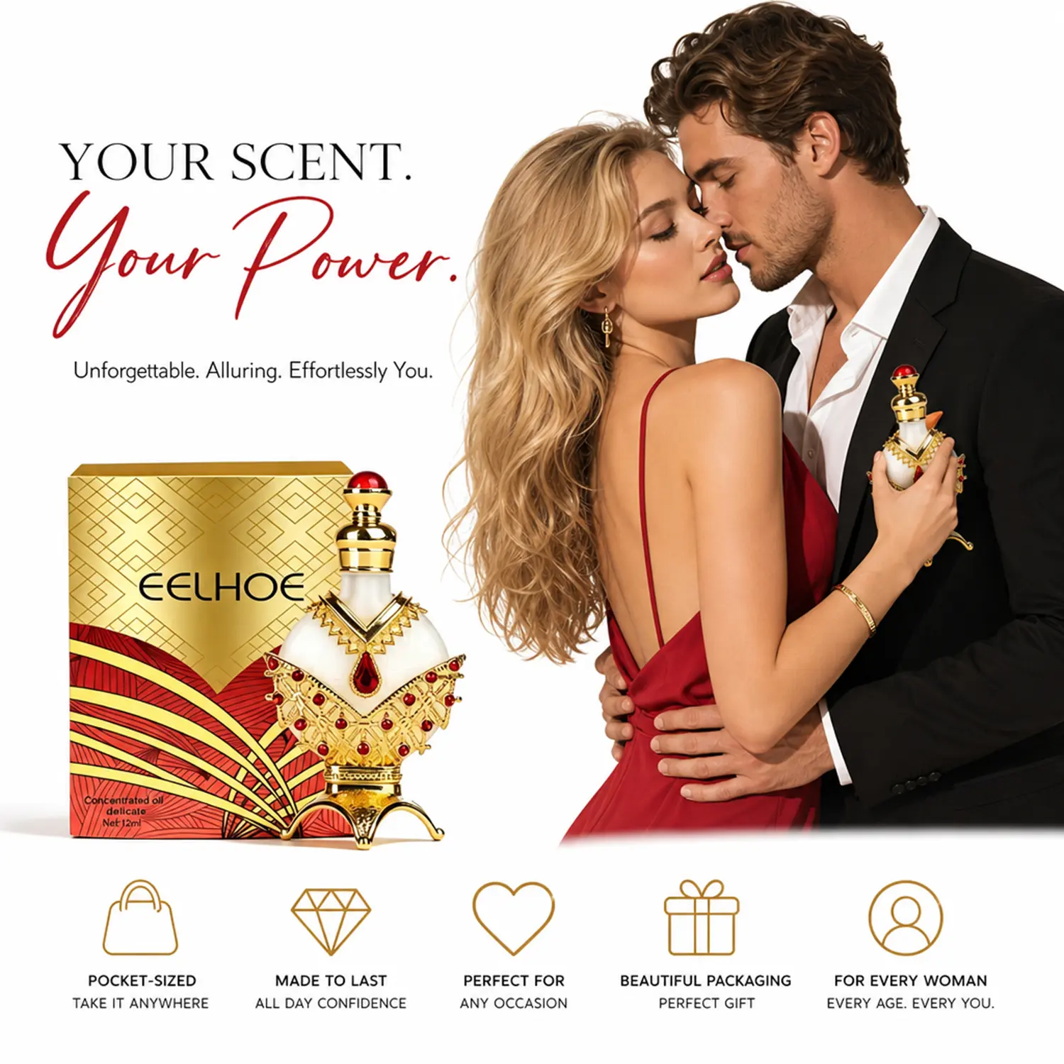 Women's Pheromone Perfume,Infused with Premium Pheromone Formula, Long Lasting Floral Scent, Specially Crafted to Leave a Captivating Impression, Perfect for Romantic Evenings, Ideal Valentine's Day Gift for Her 12ml, Women Perfumes, Pheromones Perfume Wo