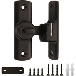 Barn Door Latch 90/180  flip Latch Update Designs,Sliding Door hasp Latch Safety Angle gate  Hardware,Complimentary Thickened spacers (1pc-Black)