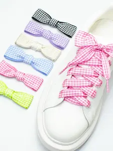 6 Pairs 2.5cm Wide Colorful Plaid Shoelaces, Casual College Style, Versatile Shoe Laces for All Seasons, Unisex Fashion Accessories