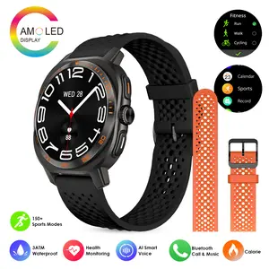 AM32 Rugged Smartwatch with 1.43-inch AMOLED Screen, 3ATM Waterproof, Magnetic Wireless Charging, Adjustable Fitness Tracker, Heart Rate Monitor, ChatGPT Supported Android Wearable Devices