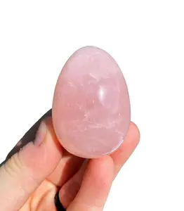 New Moon Beginnings Rose Quartz Crystal Egg - Natural Pink Color, Round Shape, Simple Design