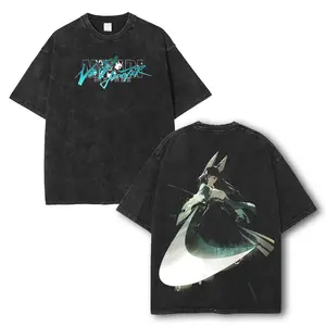 Miyabi ZenLess Zone Zero Washed T-Shirt, Crew Neck Casual Tshirt Menswear Collar, Gifts for him, subtle anime clothing, Viral Trendy Top Graphic Hoodie Cotton Print