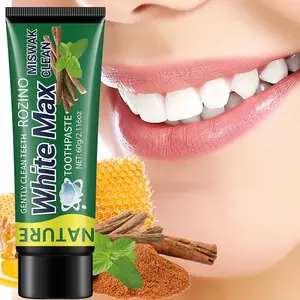 Rozino Miswak Max Clean Toothpaste 60g, Natural Miswak & Mint Extract, Gentle Cleaning, Whitening, Fresh Breath, Travel Size