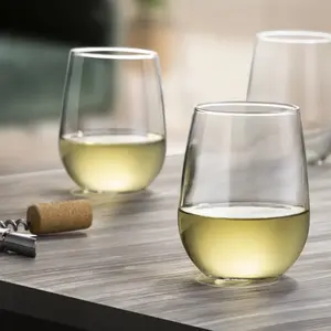 17oz Stemless Wine Glass Set of 4 – Clear, Lead-Free, Durable Glassware for Wine & Water