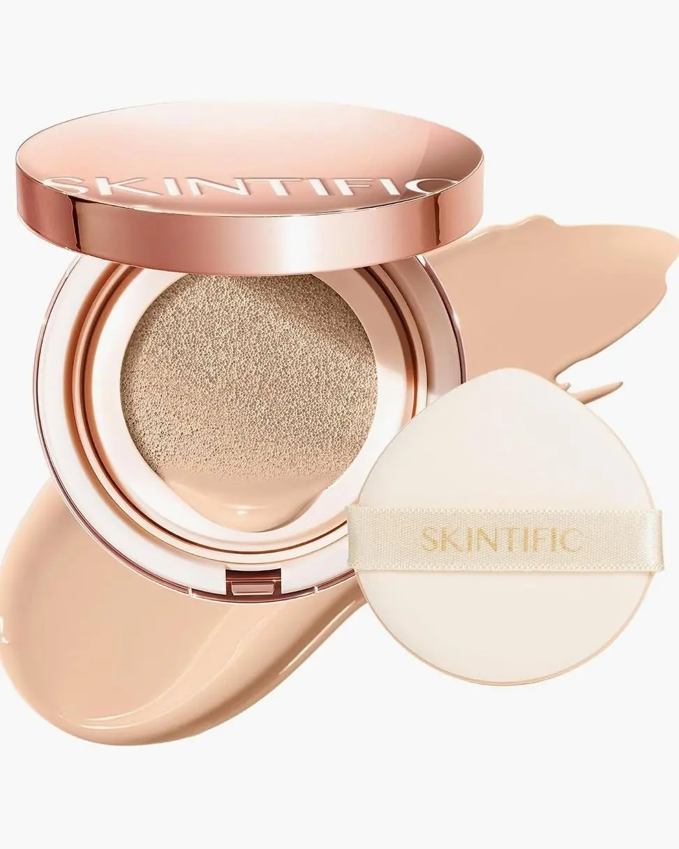 Full Coverage Cushion Foundation #22C Peach Beige| Satin Glow Finish, Oil-Control & Waterproof, Buildable Tattoo Cover Cushion for All Skin Types