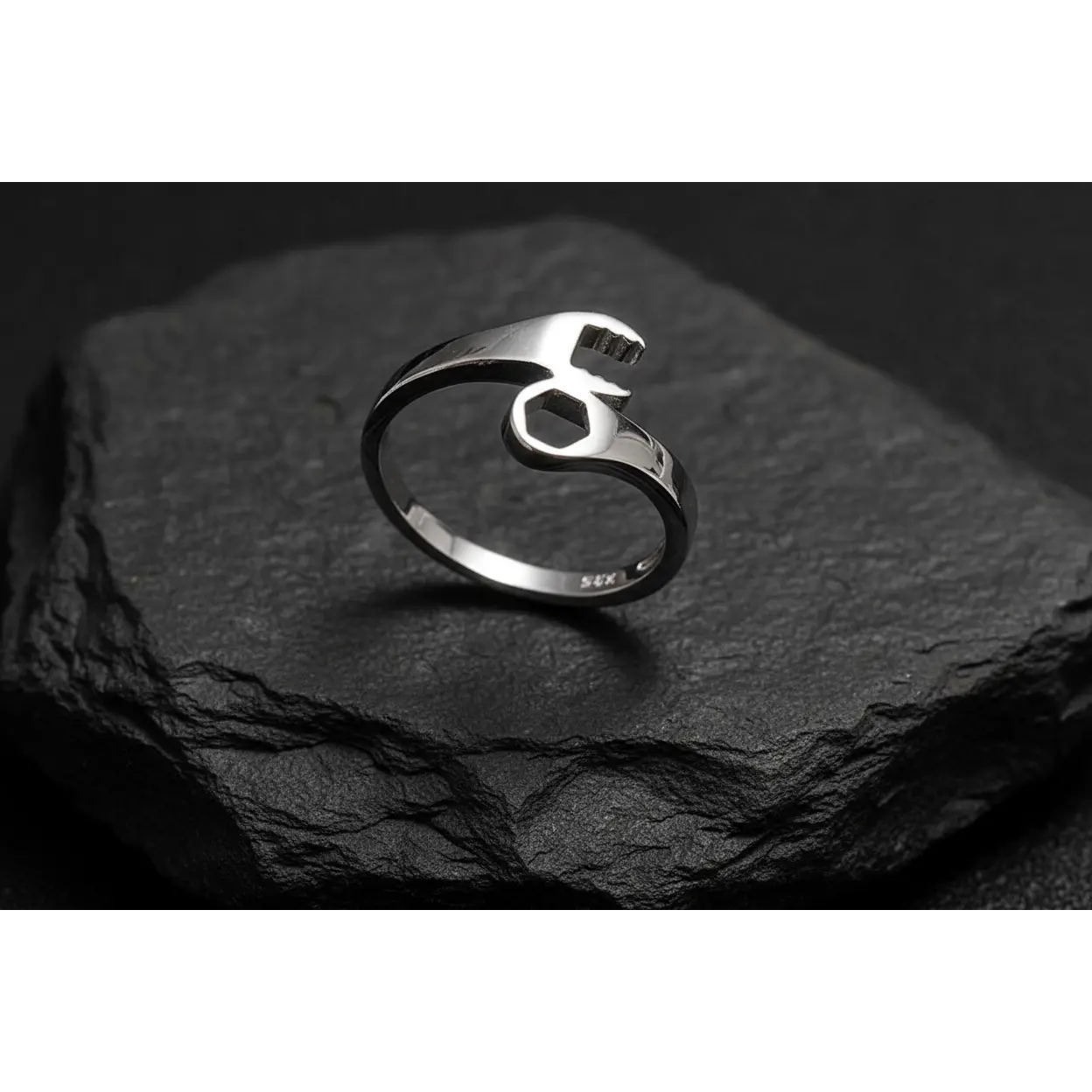 Wrench Ring, Sterling Silver Men & Women's Ring, Masculine Silver Band, High Polished non tarnish ring, Gift for him, Mechanic, Tools