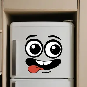 4pcs Cartoon Face PVC Decoration Stickers | Self-Adhesive, Glossy & Removable, Multi-Scene Indoor/Outdoor Use for Trash Can, Fridge, RV, Fun Theme Decor, Covers Imperfections, Easy to Use, Great Gift for Family & Friends