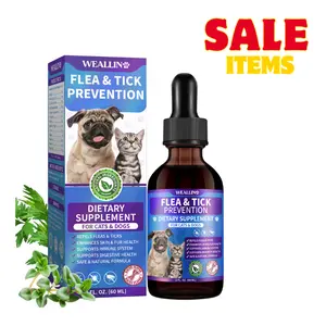 【SALE】WEALLIN Flea & Tick Support Drops for Cats and Dogs – Natural Flea & Tick Support Drops with Multivitamins – Oral Supplement for Pets – Suitable for All Breeds and Ages-Bacon flavor