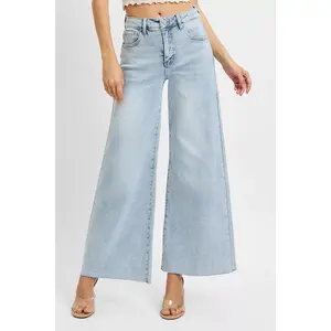 RISEN Full Size High Rise Ankle Wide Palazzo Jeans Plus Size