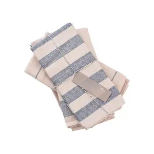 Kitchen Towels and Dishcloths Sets - 20 x 28 Inch Super Absorbent Cute Kitchen Towels, Set of 4 Kitchen Hand Towels, Upcycled Cotton Tea Towels for Kitchen - Blue Striped