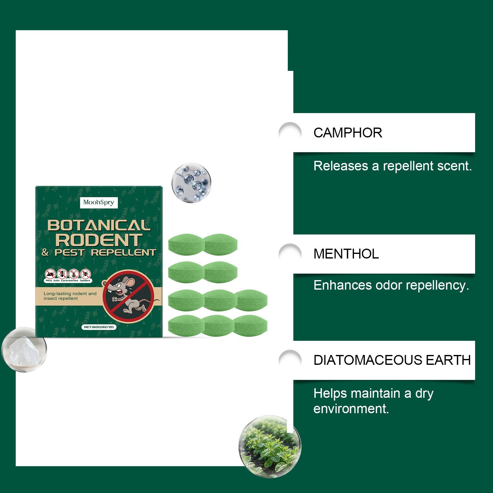 Natural Peppermint Oil Rodent Repellent 10 Pack, Botanical Mouse & Pest Deterrent for Indoors & Outdoors, Repels Squirrels, Roaches, Spiders, Pet Safe Bug Control for Home, RV & Car Engine