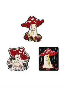 3Pcs Halloween Enamel Pins Set, Cute Mushroom Ghost Umbrella Brooches, Unisex Fashion Jewelry for Backpacks, Gifts for Friends, Pinback