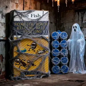 TikTok Viral: The Ultimate Weapon Against Cockroach Armageddon! JUE FISH Exterminator Gel Bait - Powerful Indoor/Outdoor Pest Control for Halloween. Protect Your Haunted Home from Infestation + Clean Up with Mop!