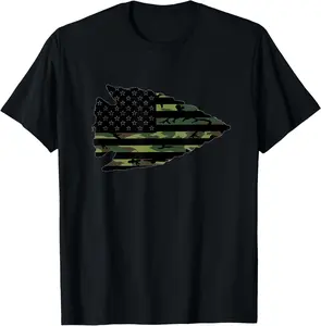 Arrowhead Hunter Camougflage USA Flag Arrowhead Hunting T-Shirt