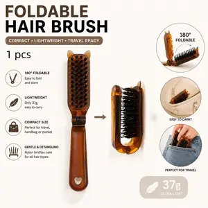 Foldable Hair Brush Multi-Purpose Travel Comb Lightweight Detangling Scalp Massage Portable Compact Styling Tool for Women Men Everyday Use Pocket Hair Brush for Travel and Home