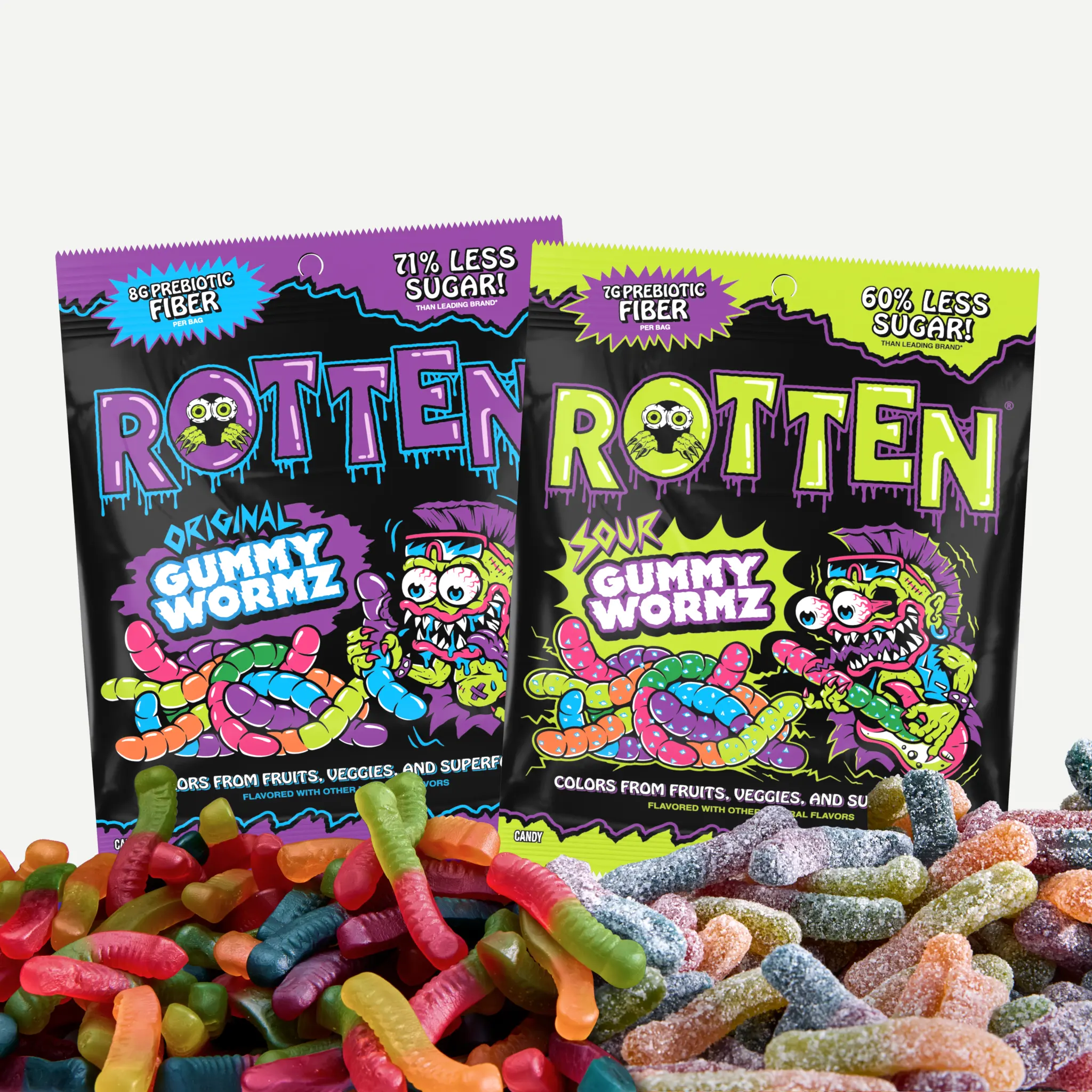 8pk of Gummy Worms, Original & Sour Candy Snacks (1.8 oz Bags) 8pk of Gummy Worms, Original & Sour Candy Snacks (1.8 oz Bags)