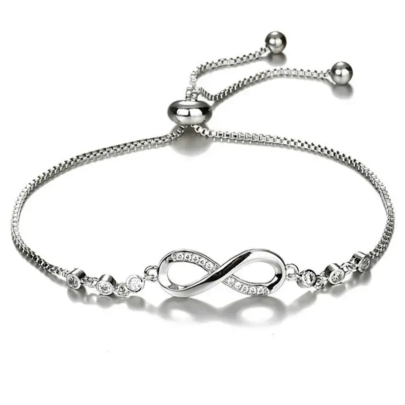 Elegant Bracelet for Women, Dainty Slide Jewelry with Cubic Zirconia Infinity Symbol, Minimalist Adjustable Bolo Cord, Slide Bracelet, Anti-Rust, Daily Wear, Bolo Pull Cord, Elegant Bracelet Design