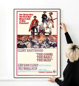 The Good The Bad And The Ugly Wall Art, Desert Cowboy Poster, Vintage Western Prints, Bold Red Graphic Style, Not Included Frame