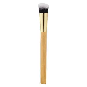 Premium Angled Makeup Brush with Natural Bamboo Handle, Soft Dual Fiber Synthetic Bristles, Eco-Friendly Non-Toxic Beauty Tool