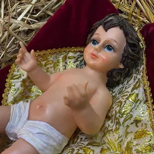 “Niño Dios 12 Inches – Beautiful Nativity Baby Jesus with Cushion”