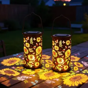 One pack or two packs Colorful Sunflower Glow Solar Garden Lantern, 2026 IP44 Waterproof Outdoor Solar Powered Hanging Light for Garden, Patio, Pathway Lantern, Let Your Garden Bloom with Light After Sunset