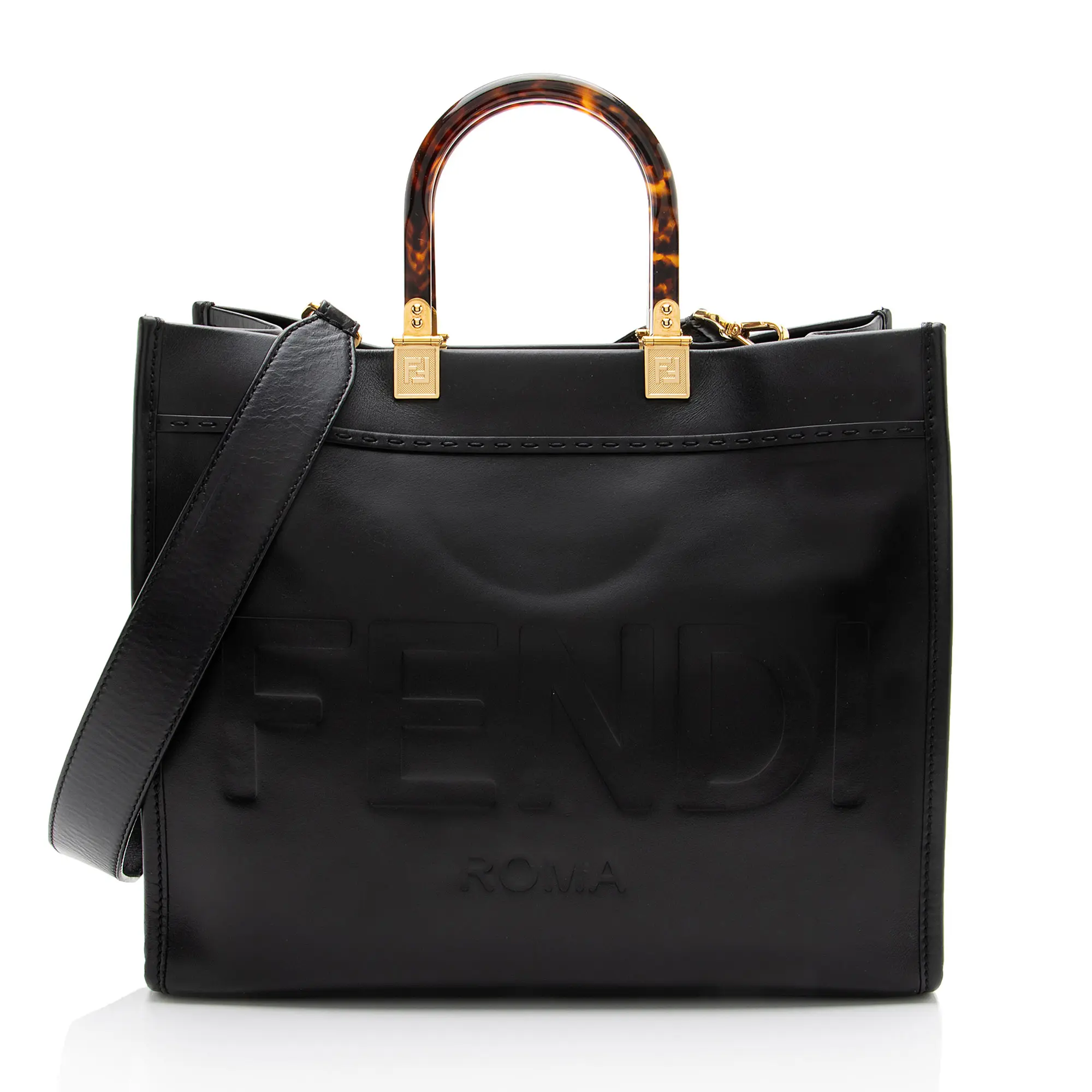 Pre-owned FENDI Leather Tote Bags Sunshine Medium Shopper Tote