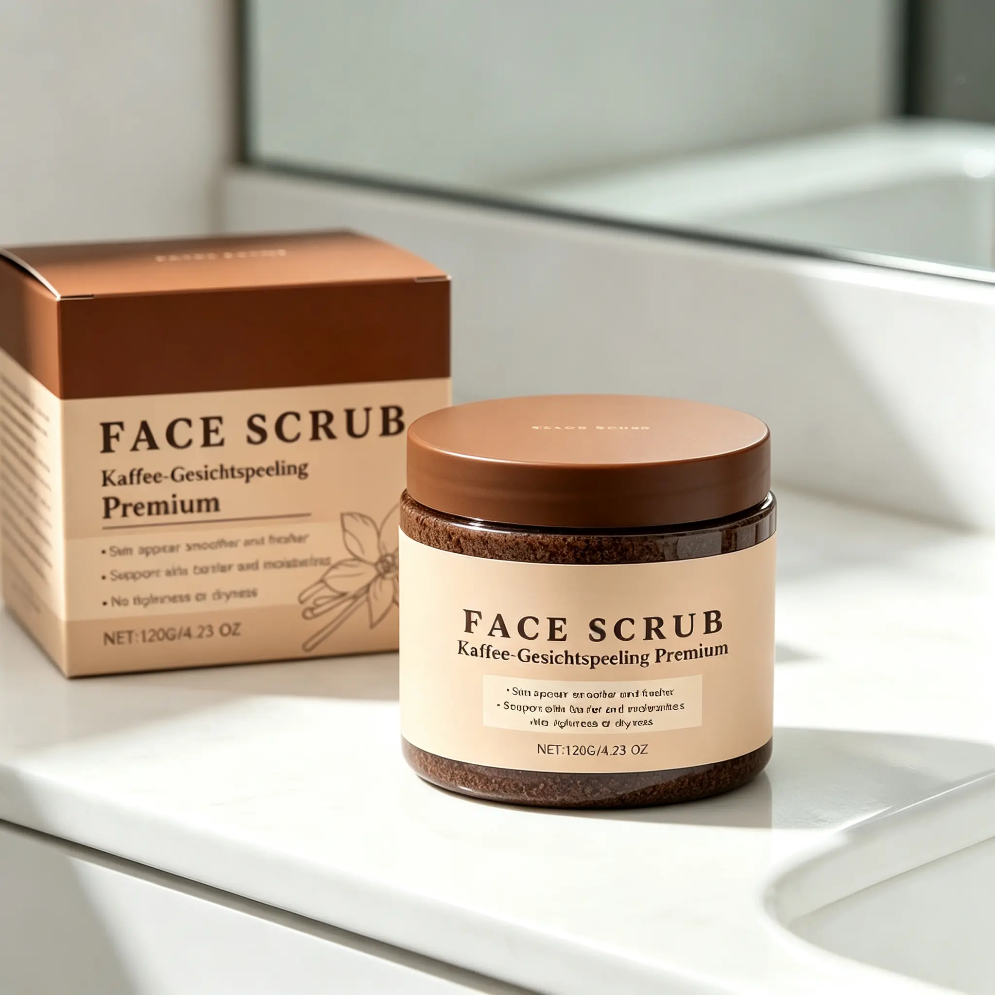 Coffee Face Scrub with Coffee Extract, Gentle Smoothing Exfoliator that Supports Skin Barrier, Moisturizing Formula for All Skin Types, 120g, Moisturizer, Daily, Sunscreen, Soft Skin